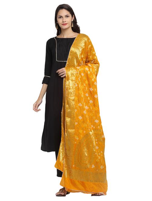 yellow silk blend dupatta - 17958292 - Very Small Image - 1