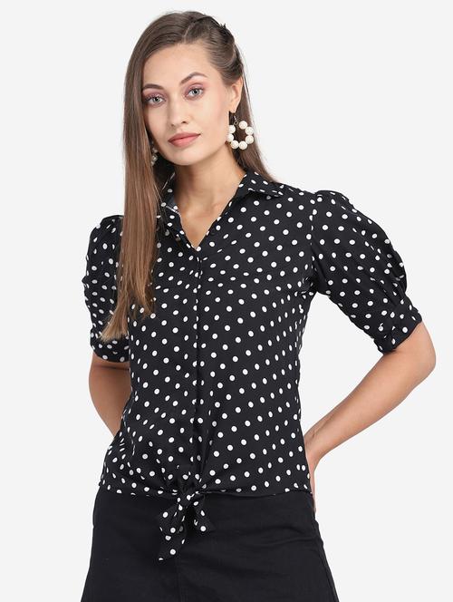 tie front polka dot top - 17958566 - Very Small Image - 1