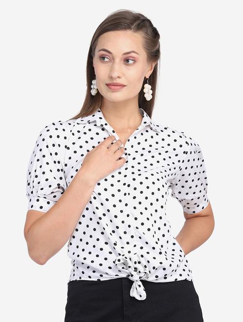 tie front polka dot top - 17958567 - Very Small Image - 1