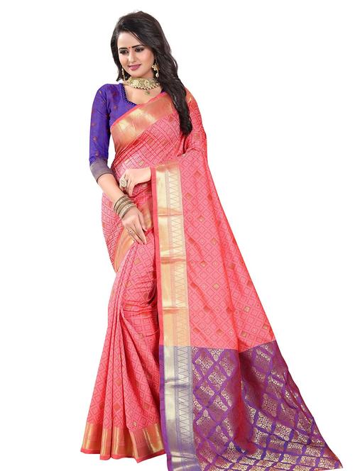 jacquard work woven saree with blouse - 17958654 - Very Small Image - 1