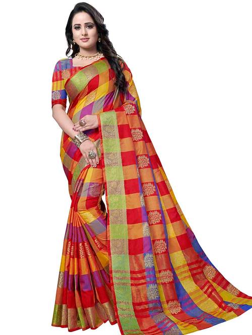 jacquard work woven saree with blouse - 17958720 - Very Small Image - 1
