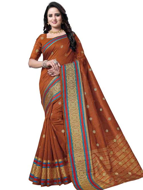 jacquard work woven saree with blouse - 17958723 - Very Small Image - 1