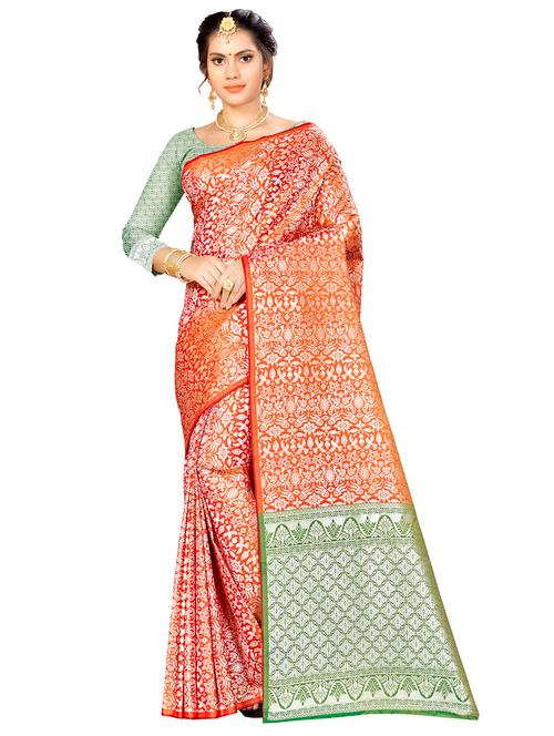 jacquard work woven saree with blouse - 17958769 - Very Small Image - 1