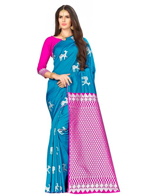 jacquard work woven saree with blouse - 17958794 - Very Small Image - 1