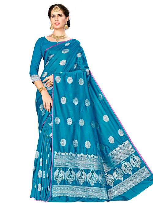 jacquard work woven saree with blouse - 17958812 - Very Small Image - 1