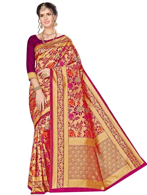 jacquard work woven saree with blouse - 17958829 - Very Small Image - 1