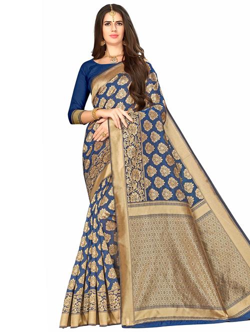 jacquard work woven saree with blouse - 17958839 - Very Small Image - 1