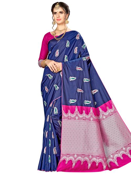 jacquard work woven saree with blouse - 17958852 - Very Small Image - 1