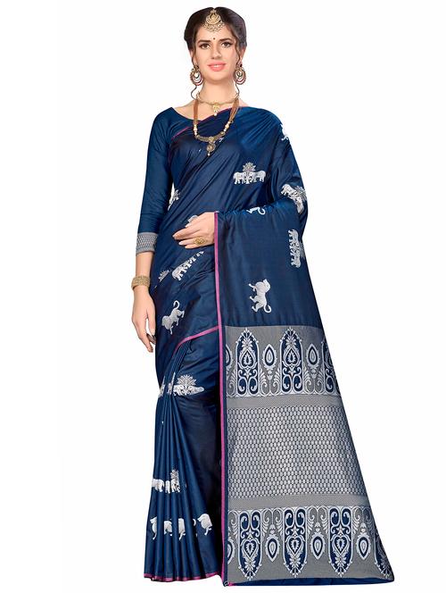 jacquard work woven saree with blouse - 17958856 - Very Small Image - 1