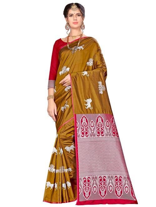jacquard work woven saree with blouse - 17958859 - Very Small Image - 1