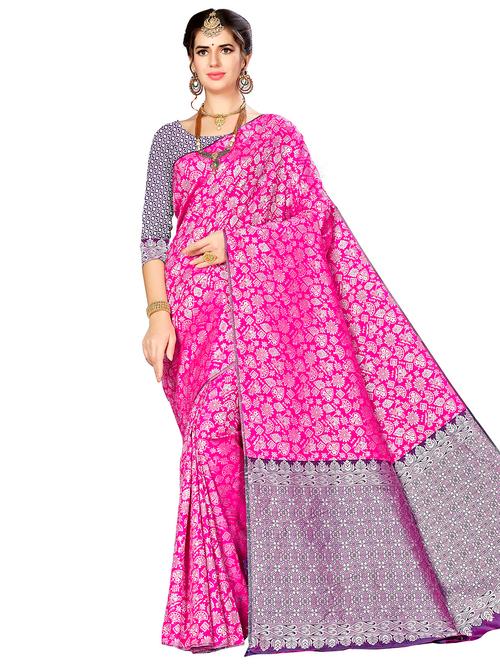jacquard work woven saree with blouse - 17958864 - Very Small Image - 1