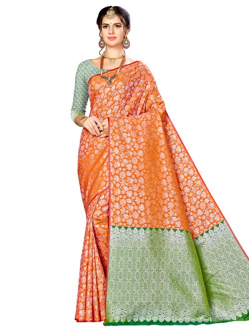 jacquard work woven saree with blouse - 17958865 - Very Small Image - 1
