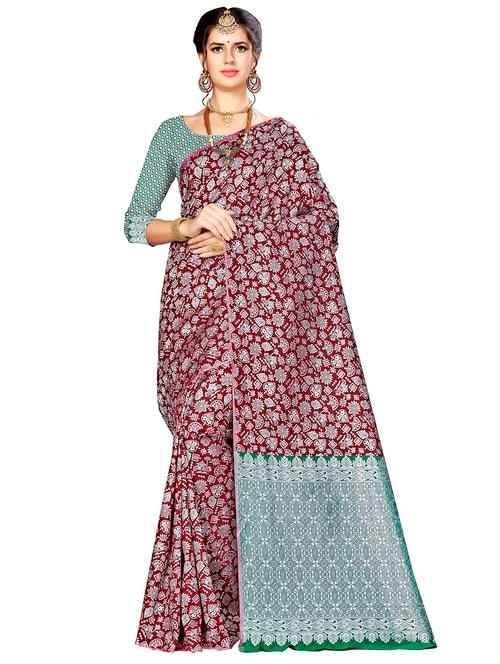jacquard work woven saree with blouse - 17958866 - Very Small Image - 1