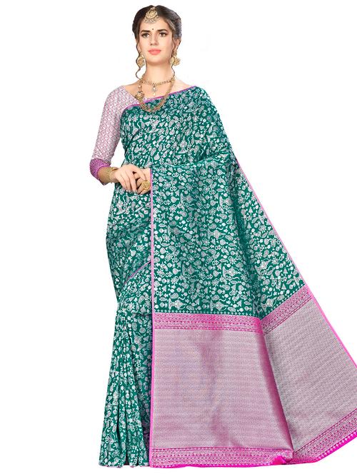jacquard work woven saree with blouse - 17958872 - Very Small Image - 1