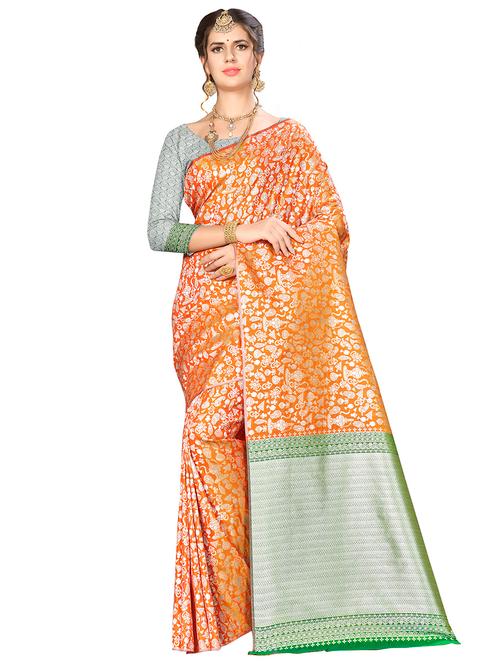jacquard work woven saree with blouse - 17958873 - Very Small Image - 1