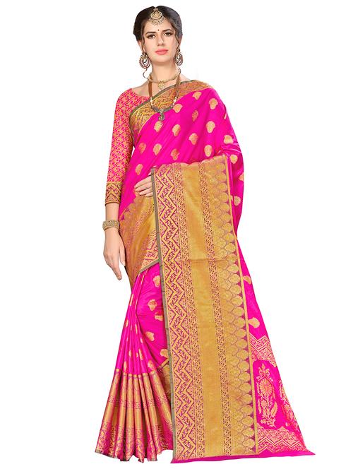 jacquard work woven saree with blouse - 17958889 - Very Small Image - 1
