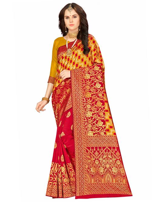 jacquard work woven saree with blouse - 17958890 - Very Small Image - 1