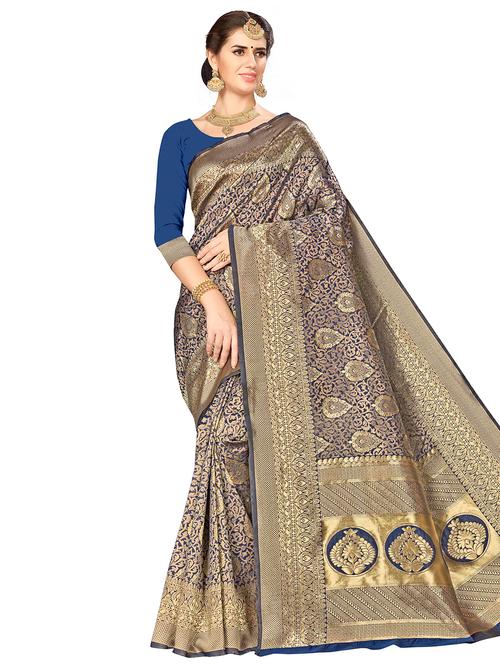 jacquard work woven saree with blouse - 17958904 - Very Small Image - 1