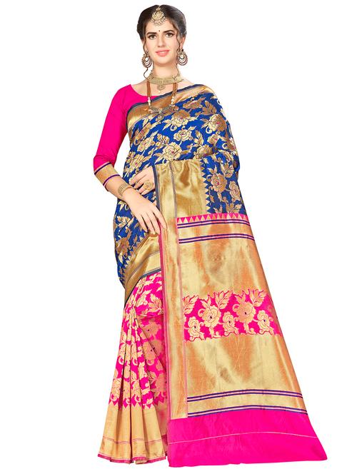 jacquard work woven saree with blouse - 17958908 - Very Small Image - 1