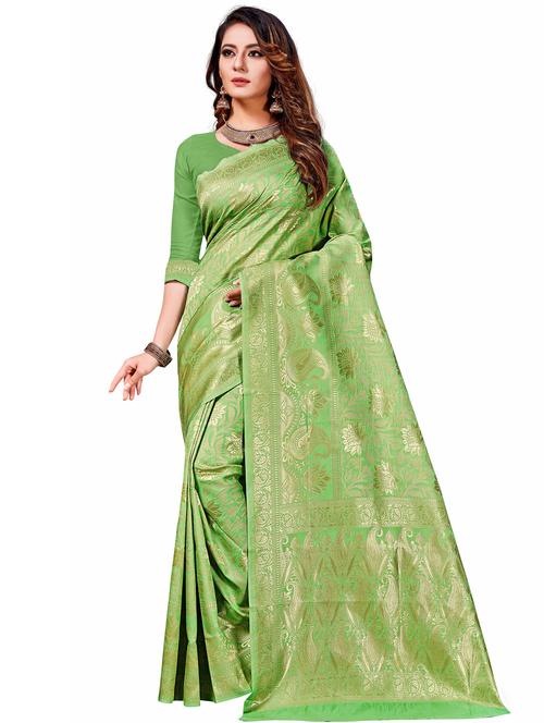 floral banarasi saree with blouse - 17958927 - Very Small Image - 1