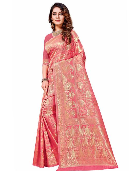 floral banarasi saree with blouse - 17958928 - Very Small Image - 1