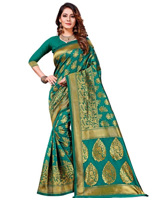 self design woven saree with blouse - 17958948 - Very Small Image - 1