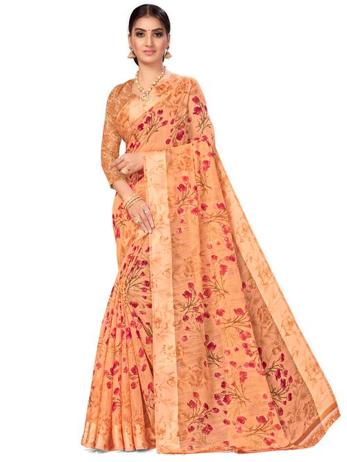 floral printed saree with blouse - 17958967 - Very Small Image - 1