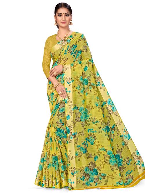 floral printed saree with blouse - 17958969 - Very Small Image - 1