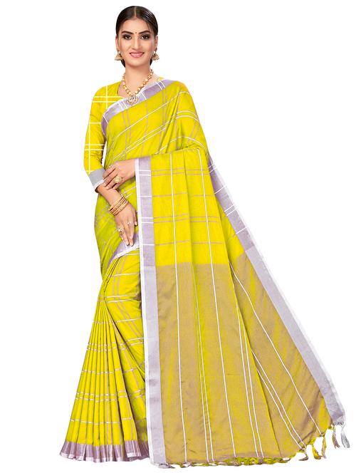checkered woven saree with blouse - 17959038 - Very Small Image - 1