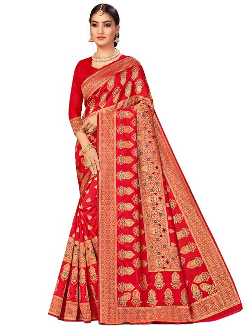 jacquard work woven saree with blouse - 17959040 - Very Small Image - 1