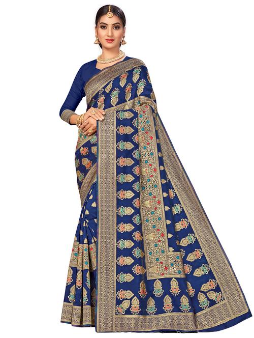 jacquard work woven saree with blouse - 17959041 - Very Small Image - 1