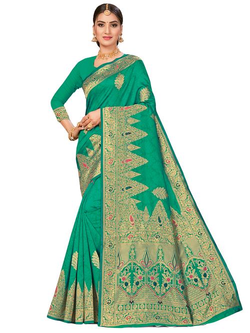 jacquard work woven saree with blouse - 17959043 - Very Small Image - 1