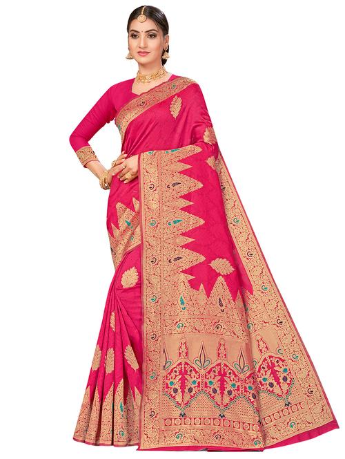 jacquard work woven saree with blouse - 17959044 - Very Small Image - 1