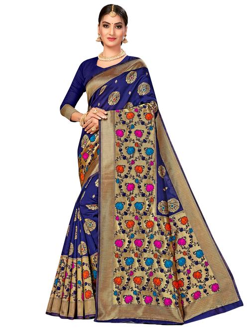 jacquard work woven saree with blouse - 17959048 - Very Small Image - 1