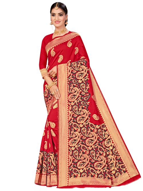 jacquard work woven saree with blouse - 17959054 - Very Small Image - 1