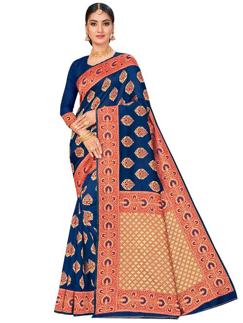 jacquard work woven saree with blouse - 17959055 - Very Small Image - 1