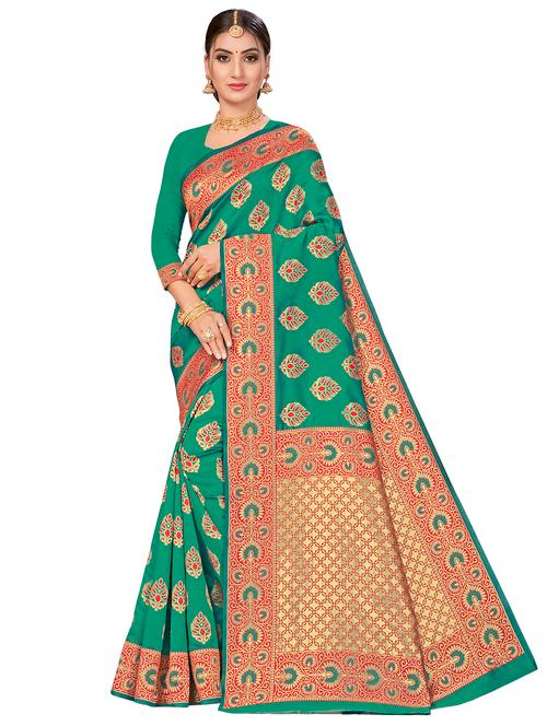 jacquard work woven saree with blouse - 17959057 - Very Small Image - 1