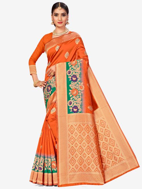 jacquard work woven saree with blouse - 17959058 - Very Small Image - 1