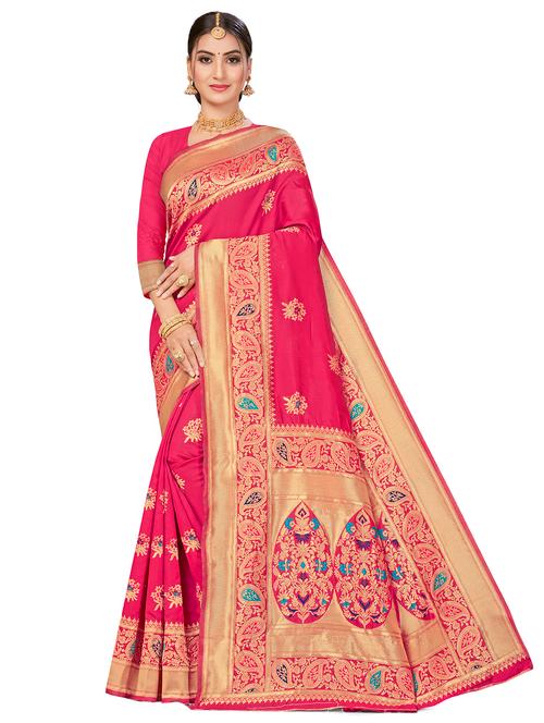 jacquard work woven saree with blouse - 17959061 - Very Small Image - 1