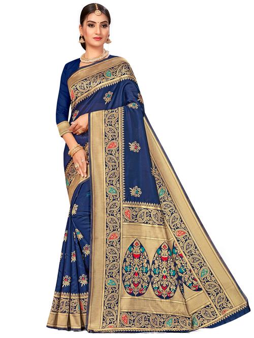jacquard work woven saree with blouse - 17959062 - Very Small Image - 1