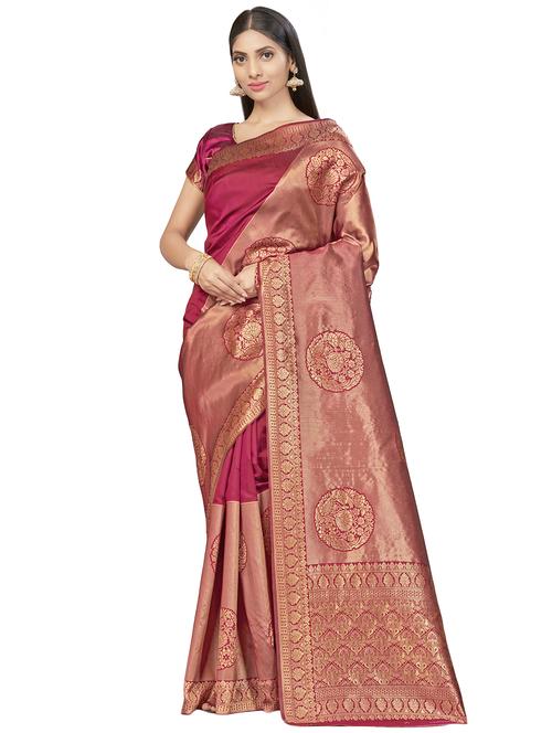 jacquard work woven saree with blouse - 17959076 - Very Small Image - 1