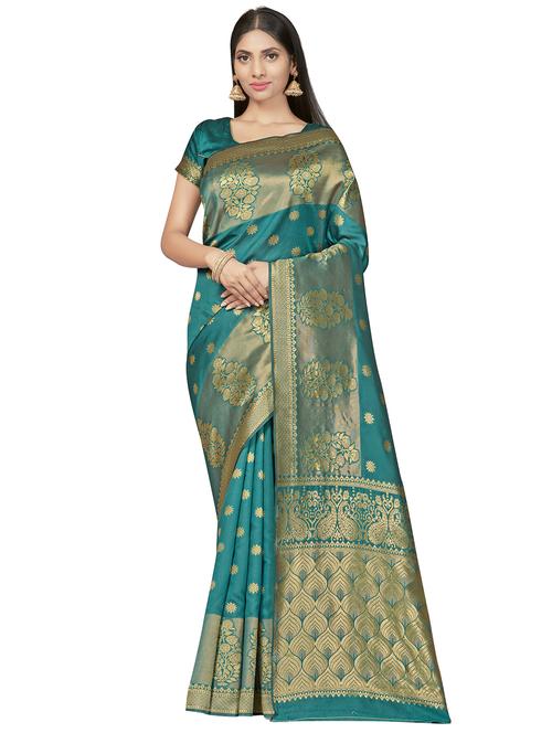jacquard work woven saree with blouse - 17959080 - Very Small Image - 1