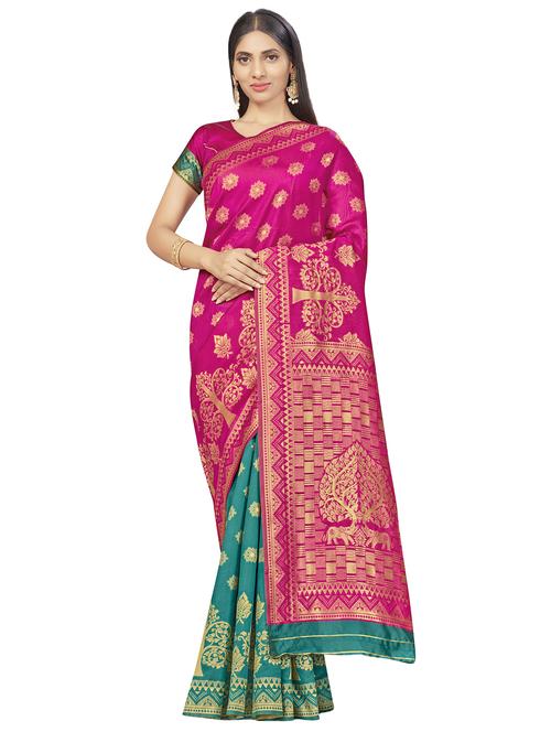 jacquard work woven saree with blouse - 17959086 - Very Small Image - 1
