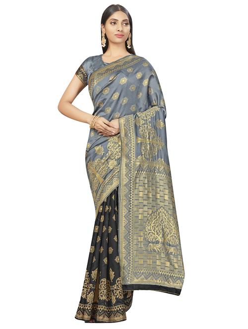 jacquard work woven saree with blouse - 17959087 - Very Small Image - 1