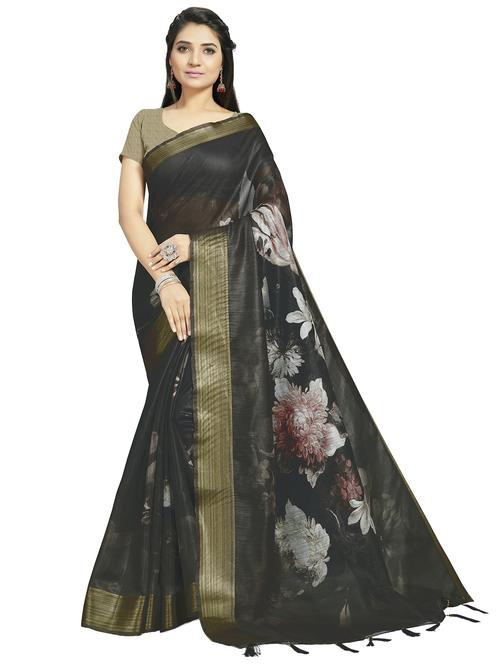 floral printed saree with blouse - 17959089 - Very Small Image - 1