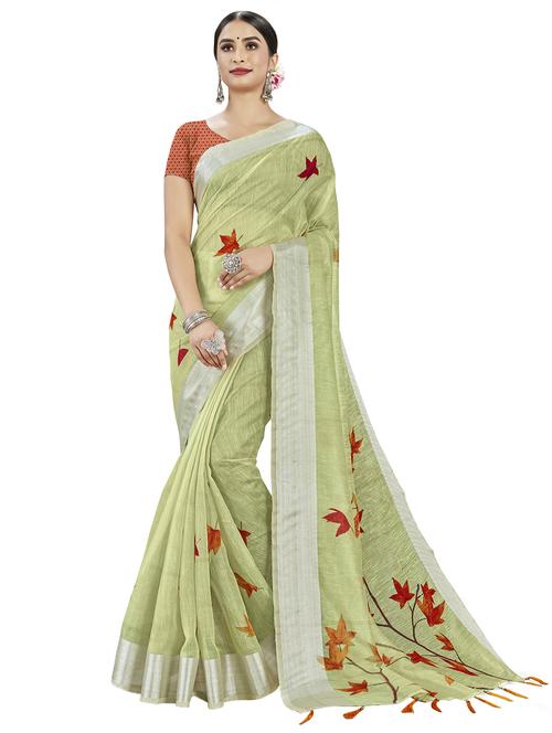 floral printed saree with blouse - 17959095 - Very Small Image - 1