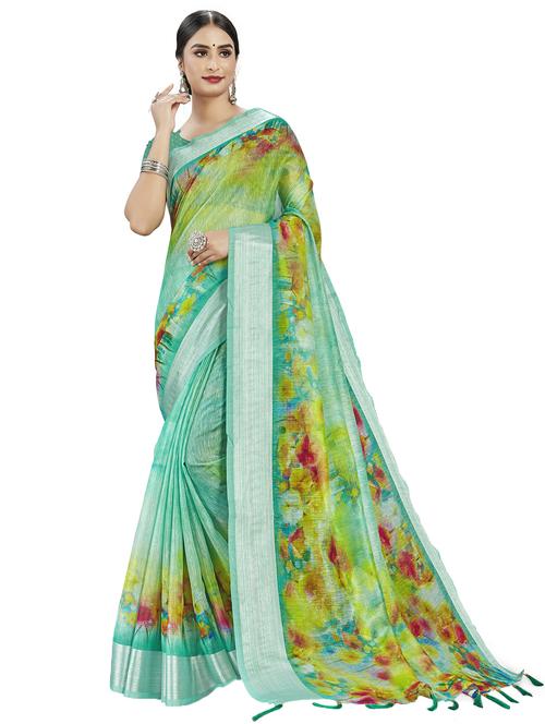 floral printed saree with blouse - 17959096 - Very Small Image - 1
