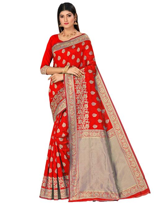 jacquard work woven saree with blouse - 17959101 - Very Small Image - 1