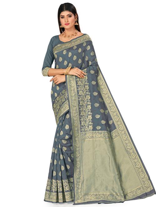 jacquard work woven saree with blouse - 17959102 - Very Small Image - 1