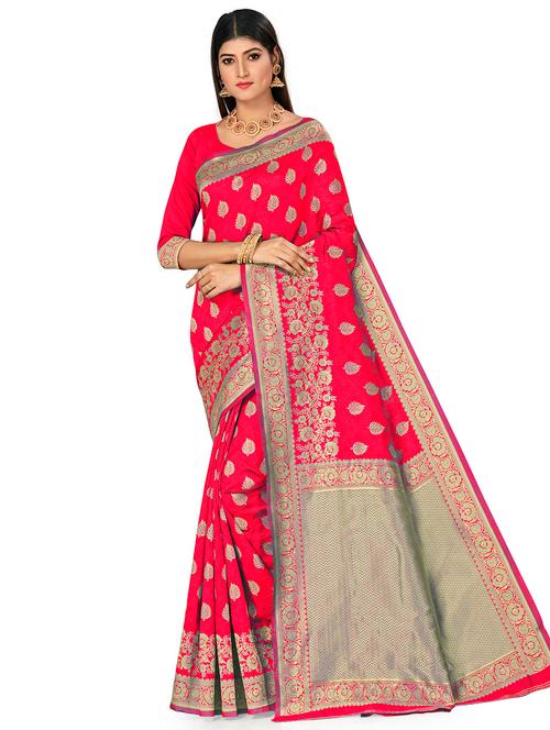 jacquard work woven saree with blouse - 17959105 - Very Small Image - 1